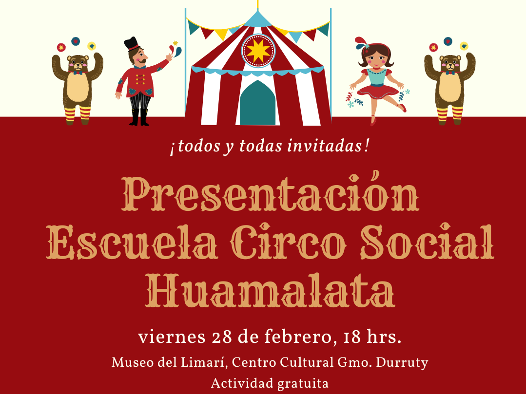 El Circo Social Huamalata se presentará de manera gratuita en el frontis del Museo del Limarí. La actividad se desarrollará en el marco de la actividad Museos en verano