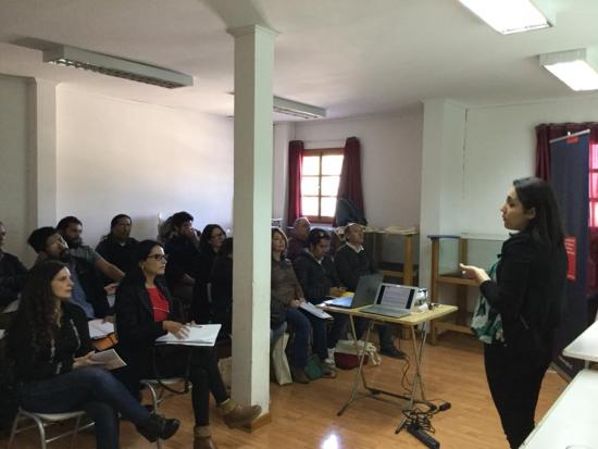 La Seremi de cultura en su intervención en la reunión.