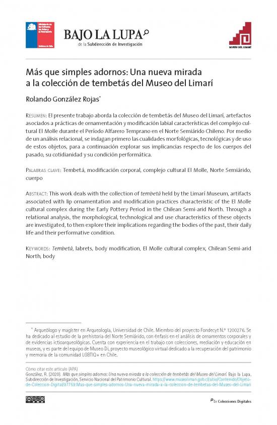 Más que simples adornos: Una nueva mirada a la colección de tembetás del Museo del Limarí