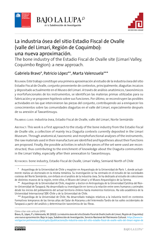 La industria ósea del sitio Estadio Fiscal de Ovalle (valle del Limarí, Región de Coquimbo): una nueva aproximación