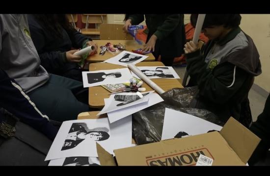 Los niños y niñas trabajando en el proyecto
